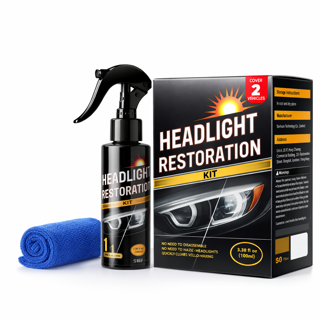 🚗【Headlight Crystal Restorer】— One swipe, and yellowed lenses become crystal clear. Old becomes new, and your headlights shine like brand new! ✨🔦