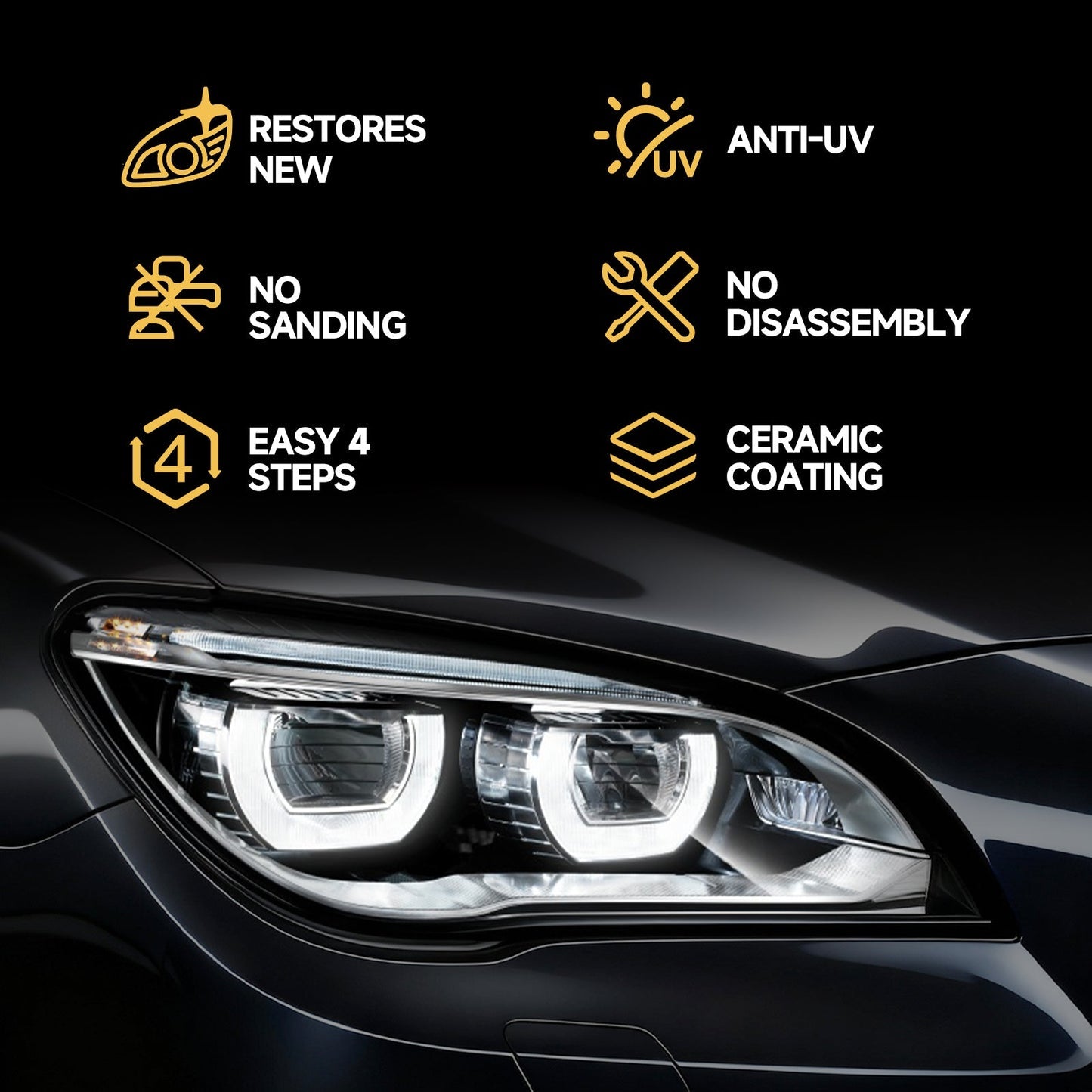 🚗【Headlight Crystal Restorer】— One swipe, and yellowed lenses become crystal clear. Old becomes new, and your headlights shine like brand new! ✨🔦