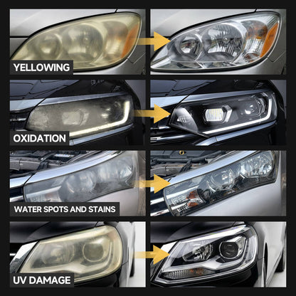 🚗【Headlight Crystal Restorer】— One swipe, and yellowed lenses become crystal clear. Old becomes new, and your headlights shine like brand new! ✨🔦