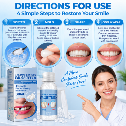 BBOJI® Moldable Thermal Forming False Teeth – Temporary Tooth Repair for Bone Loss & Tooth Shifting Support