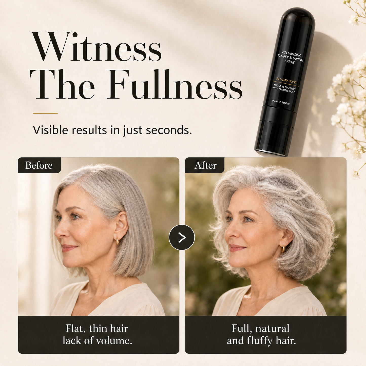 💨50% OFF NOW! Fluffy Hair Shaping Spray‑Lightweight Volumizing Mist, All‑Day Strong Hold Humidity‑Resistant Peach Scent Hair Spray for Fine Flat Thin Hair