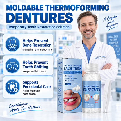 BBOJI® Moldable Thermal Forming False Teeth – Temporary Tooth Repair for Bone Loss & Tooth Shifting Support