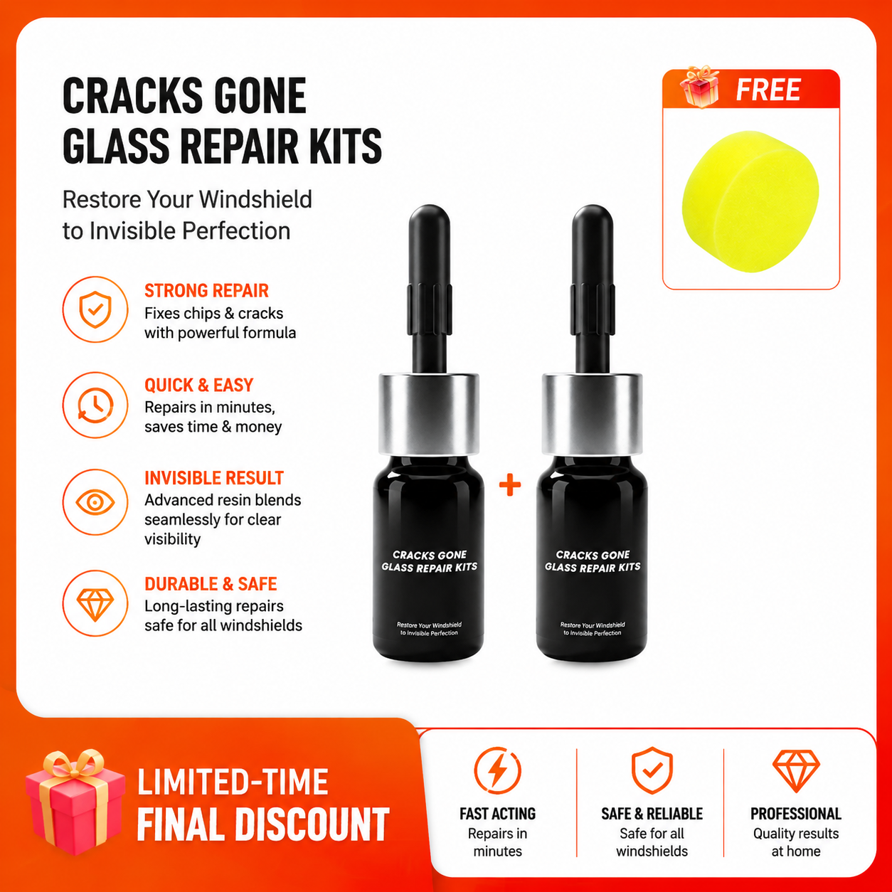🔥LIMITED SALE - BUY 1 GET 1 FREE🔥Cracks Gone Glass Repair Kit