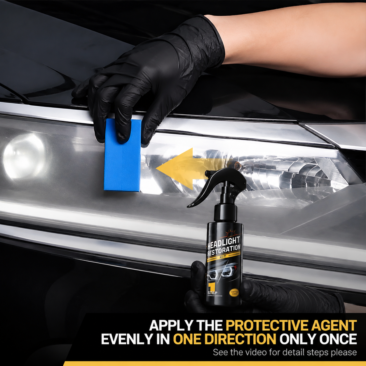 🚗【Headlight Crystal Restorer】— One swipe, and yellowed lenses become crystal clear. Old becomes new, and your headlights shine like brand new! ✨🔦