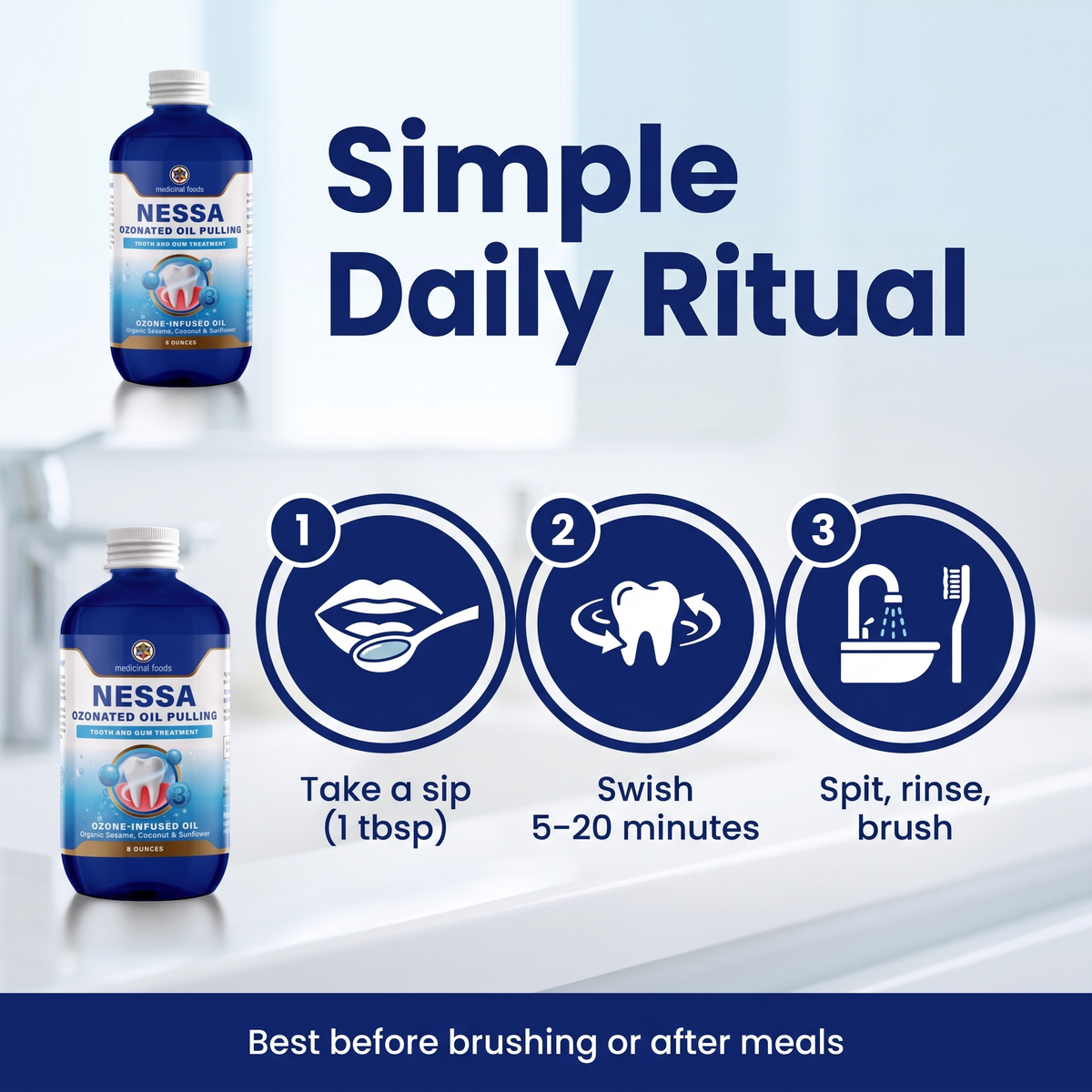 Ozonated Oil Pulling Rinse | Fresh Breath & Healthy Gums | 8 oz