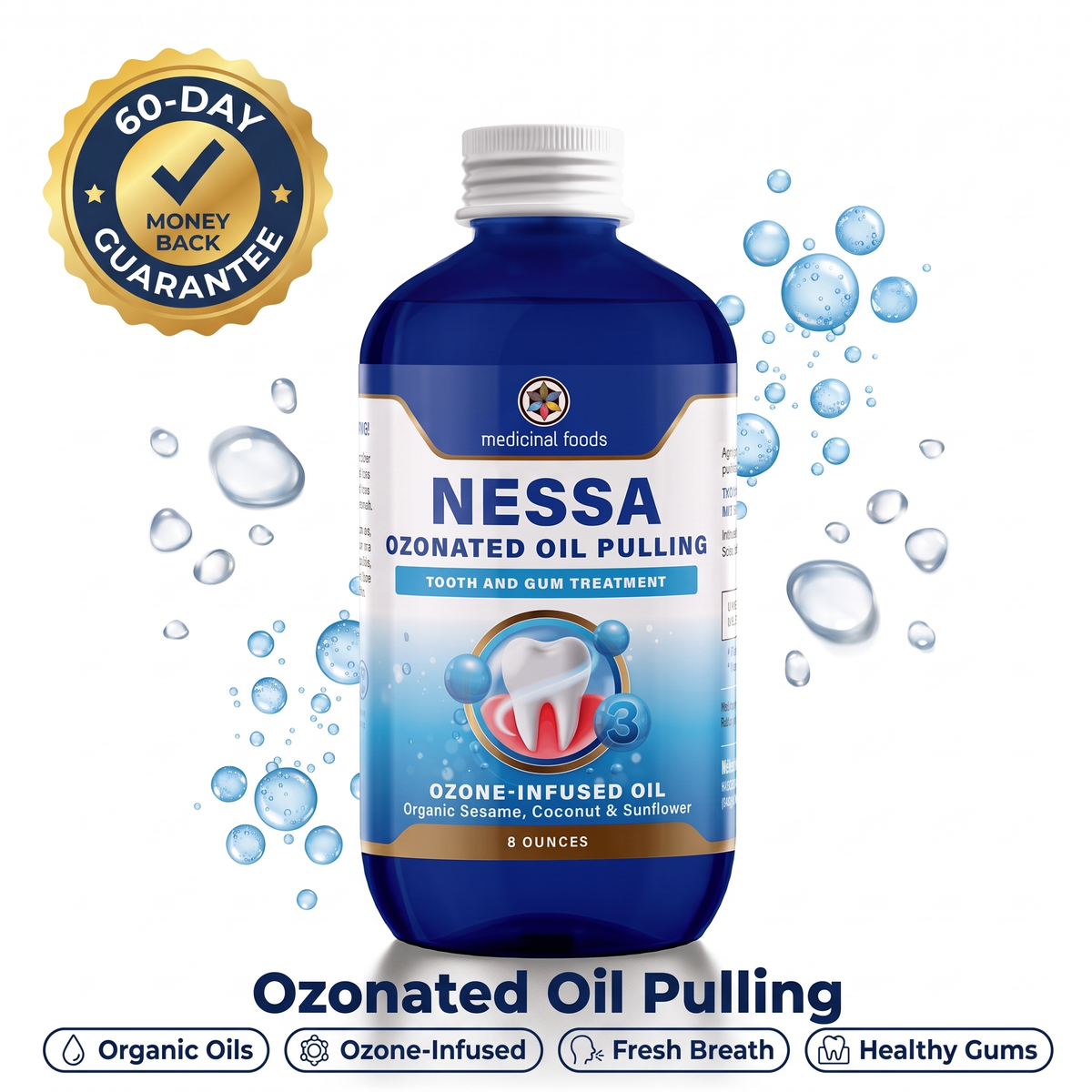 Ozonated Oil Pulling Rinse | Fresh Breath & Healthy Gums | 8 oz