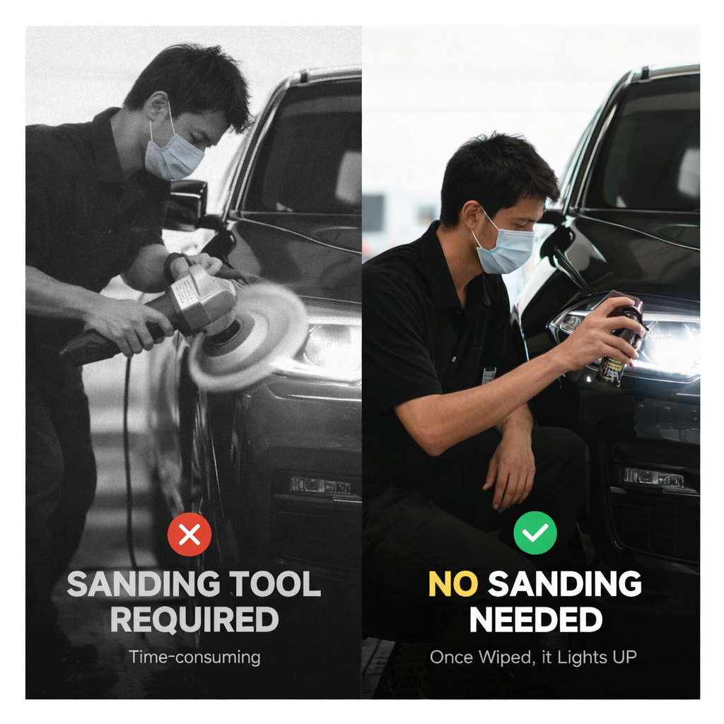 🚗【Headlight Crystal Restorer】— One swipe, and yellowed lenses become crystal clear. Old becomes new, and your headlights shine like brand new! ✨🔦
